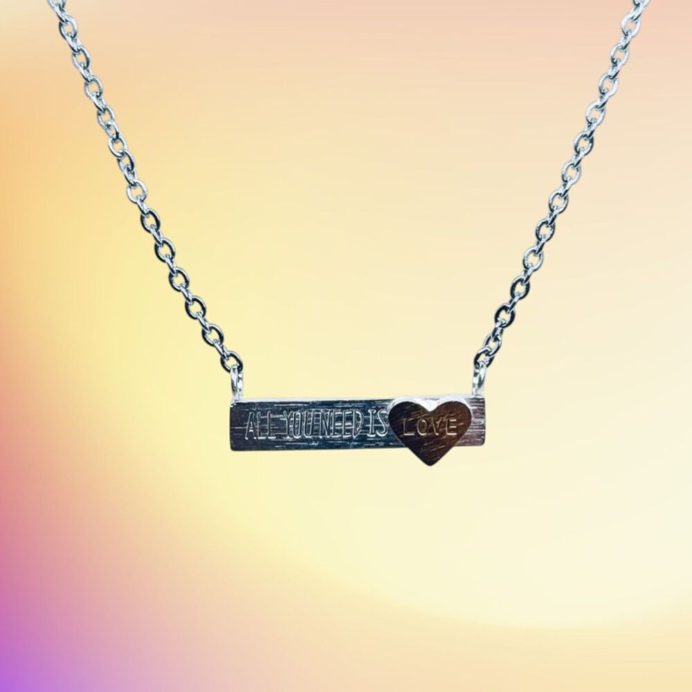 Indio Jewelry Silver All You Need is Love Bar Necklace #226 - Picture 4 of 7